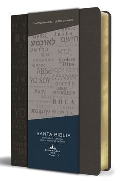 portada Santa Biblia: Biblia rvr 1960 Tamaño Manual, Simil Piel Gris con Nombres de Dios