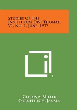 portada Studies of the Institutum Divi Thomae, V1, No. 1, June, 1937 (en Inglés)