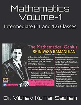 portada Mathematics Volume-1: Intermediate (11 and 12) Classes (Sachan) (en Inglés)