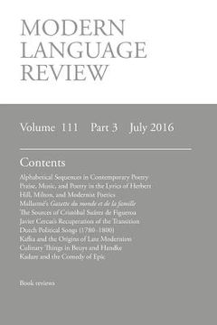 portada Modern Language Review (111: 3) July 2016 (en Inglés)