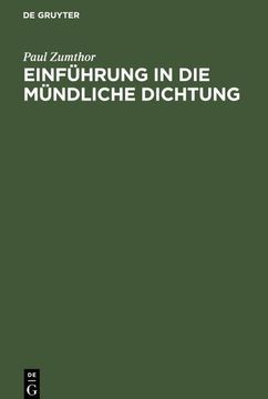 portada Einführung in die Mündliche Dichtung (en Alemán)