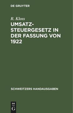 portada Umsatzsteuergesetz in der Fassung von 1922 (en Alemán)