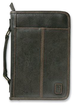 portada Aviator Leather-Look Brown Large Book and Bible Cover (in English)