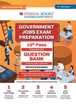 portada Oswaal Government Exams Question Bank 10th Pass General Awareness for 2024 Exam (en Inglés)