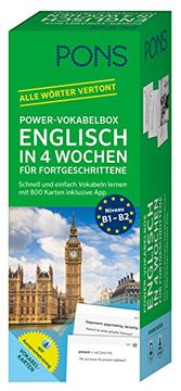 portada Pons Power-Vokabelbox Englisch in 4 Wochen für Fortgeschrittene: Schnell und Einfach Vokabeln Lernen mit 800 Karten Inklusive app
