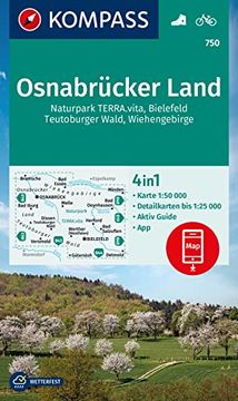portada Kompass Wanderkarte 750 Osnabrücker Land (Kompass-Wanderkarten, Band 750) (en Alemán)