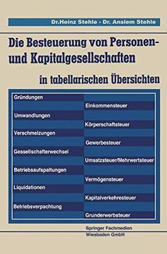 portada Die Besteuerung Von Personen- Und Kapitalgesellschaften: In Tabellarischen Ubersichten
