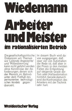 portada Arbeiter Und Meister Im Rationalisierten Betrieb (en Alemán)