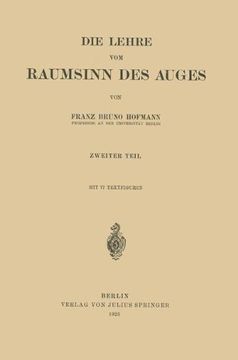 portada Die Lehre Vom Raumsinn Des Auges