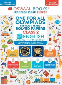 portada Oswaal One for All Olympiad Previous Years' Solved Papers, Class-2 English Book (For 2021-22 Exam) (en Inglés)