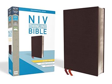 portada Niv, Thinline Bible, Giant Print, Bonded Leather, Burgundy, Indexed, red Letter Edition (en Inglés)