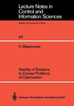 portada stability of solutions to convex problems of optimization (en Inglés)