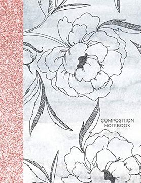 portada Composition Notebook: Glitter and Floral Large Wide Rule Lines With Page Numbers (en Inglés)