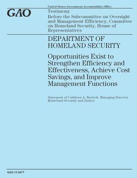 portada Testimony before the Subcommittee on Oversight and management Efficiency, Committee on Homeland Security, House of Representatives: Department of Home (in English)