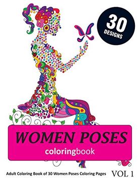 portada Women Poses Coloring Book: 30 Coloring Pages of Women Poses in Coloring Book for Adults (Vol 1) (in English)