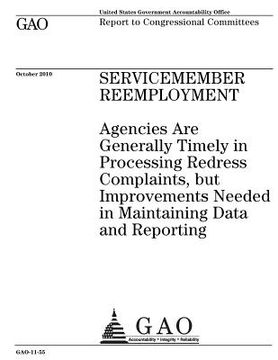 portada Servicemember reemployment: agencies are generally timely in processing redress complaints, but improvements needed in maintaining data and report (en Inglés)