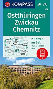 portada Kompass Wanderkarten-Set 804 Ostthüringen, Zwickau, Chemnitz (2 Karten) 1: 50. 000 (en Alemán)