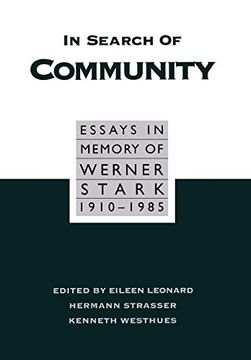 portada In Search of Community: Essays in Memory of Werner Stark, 1905-85 