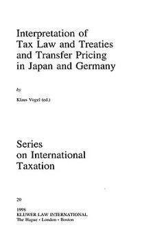 portada interpretation of tax law and treaties and transfer pricing in japan and germany (en Inglés)