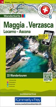 portada Maggia, Verzasca, Locarno-Ascona Touren-Wanderkarte nr. 18: 33 Wandertouren, 1: 50 000, mit Kostenlosem Download für Smartphone Karten, Tourenführer, Fotos, Waterproof, Höhenprofile, Zeitangaben, Restaurants, Autobus