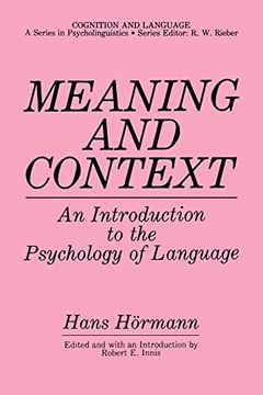 portada Meaning and Context: An Introduction to the Psychology of Language (Cognition and Language: A Series in Psycholinguistics) 