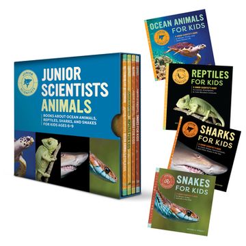 portada Junior Scientists Animals 4 Book box Set: Books About Ocean Animals, Reptiles, Sharks, and Snakes for Kids Ages 6-9 (en Inglés)