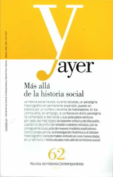 portada Más Allá de la Historia Social: Ayer 62 (Revista Ayer)