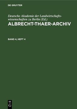 portada Albrecht-Thaer-Archiv. Band 4, Heft 4 (en Alemán)