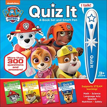 portada Paw Patrol Chase, Skye, Marshall and More! – Quiz it pen 4-Book set and Talking Smart pen – Interactive Educational Book set With toy Sound pen – pi Kids (en Inglés)