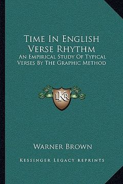 portada time in english verse rhythm: an empirical study of typical verses by the graphic method (in English)