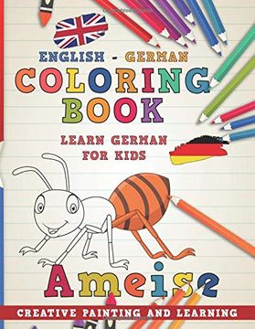 portada Coloring Book: English - German i Learn German for Kids i Creative Painting and Learning. (Learn Languages) (en Inglés)