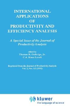 portada international applications of productivity and efficiency analysis (en Inglés)