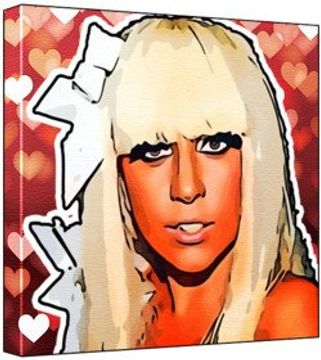 portada Lady Gaga - Pop Art Print (Multicolour; Red Hearts Background) 50 x 50 x 2 cm Large Square Deep Box Canvas