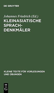 portada Kleinasiatische Sprachdenkmäler (Kleine Texte f r Vorlesungen und Bungen) (en Alemán)