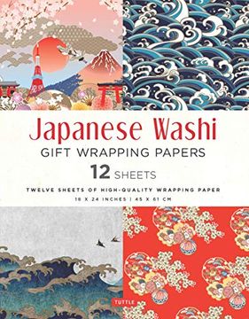 portada Japanese Washi Gift Wrapping Papers 12 Sheets: High-Quality 18 x 24 Inch (45 x 61 cm) Wrapping Paper 