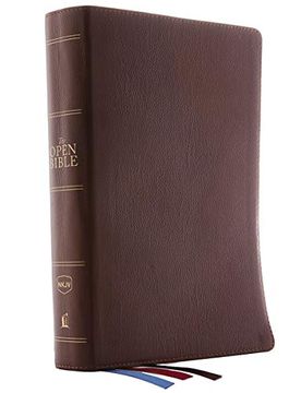 portada The Nkjv, Open Bible, Genuine Leather, Brown, red Letter Edition, Comfort Print: Complete Reference System (en Inglés)