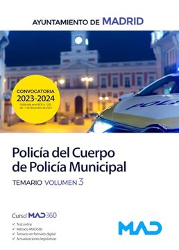portada Policia del Cuerpo de Policia Municipal del Ayuntamiento de Madrid. Temario Vol. 3