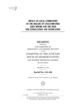 portada Impact on local communities of the release of unaccompanied alien minors and the need for consultation and notification