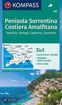 portada Kompass Wanderkarte 682 Penisola Sorrentina, Costiera Amalfitana, Vesuvio, Pompei, Salerno, Sorrento 1: 50. 000 (en Alemán)