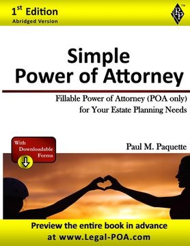 portada Simple Power of Attorney: Fillable Power of Attorney (POA Only) For Your Estate Planning Needs (en Inglés)