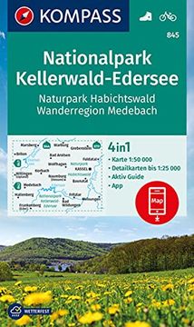 portada Kompass Wanderkarte 845 Nationalpark Kellerwald-Edersee, Naturpark Habichtswald, Wanderregion Medebach 1: 50. 000 (en Alemán)