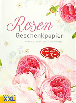 portada Rosen - Geschenkpapier: 10 Bögen, 72 x 52 cm, 21 Geschenkanhänger im set (en Alemán)