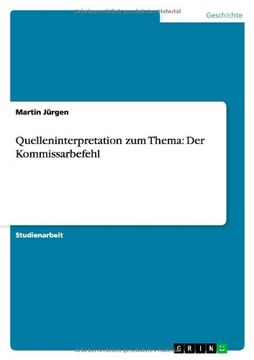 portada Quelleninterpretation zum Thema: Der Kommissarbefehl (German Edition)