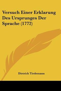 portada Versuch Einer Erklarung Des Ursprunges Der Sprache (1772) (en Alemán)