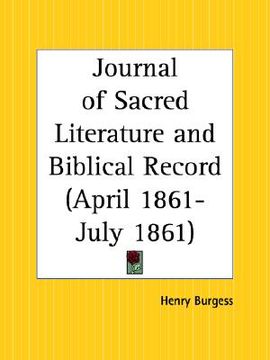 portada journal of sacred literature and biblical record, april 1861 to july 1861