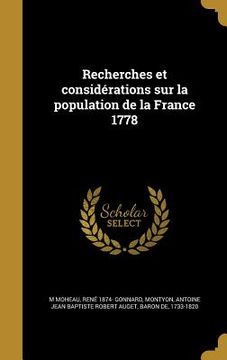portada Recherches et considérations sur la population de la France 1778 (in French)
