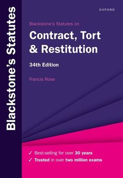 portada Blackstone's Statutes on Contract, Tort & Restitution (Blackstone's Statute Series) (en Inglés)