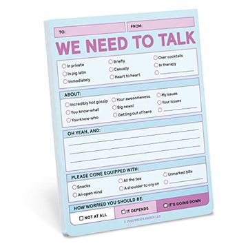 portada Knock Knock we Need to Talk Nifty Note - Memo Checklist pad (en Inglés)