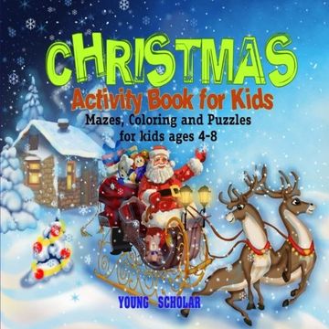 portada Christmas Activity Book for Kids: Mazes, Coloring and puzzles for kids ages 4-8