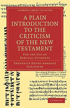 portada A Plain Introduction to the Criticism of the new Testament Paperback (Cambridge Library Collection - Biblical Studies) (en Inglés)
